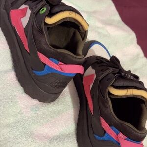 Kids Black and Pink Sneakers